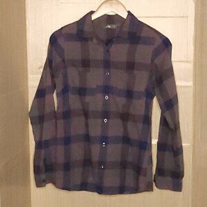 The North Face Womens Blue Purple Plaid Flannel XS
